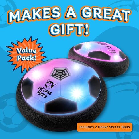 Let Loose Moose Hover Soccer Ball, Set of 2 LED Soccer Ball Toys, Gifts for 8 Year Old Boys, Indoor LED Floating Football for 7 Year Old Kids, Boy Birthday Gifts Age 4-6, 6-8, 8-12 Fun Sport Toy in Kuwait