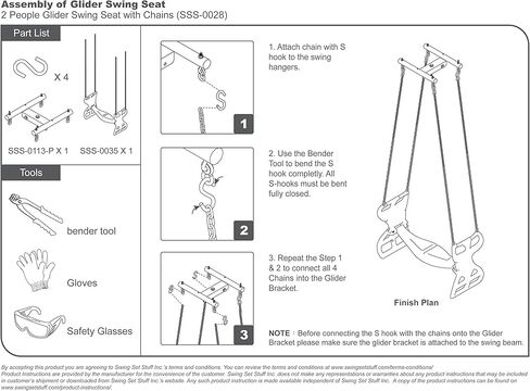 Swing Set Stuff Inc. Glider with Coated Chains & SSS Logo Sticker Playground Attachment, Green in Saudi Arabia