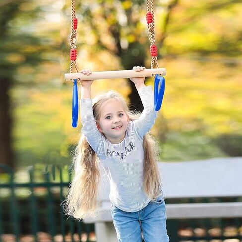 RedSwing Trapeze Swing Bar Rings, Trapeze Bar for Kids with Adjustable Rope, Locking Straps, Outdoor Swing Set Playground Accessories, Green in Kuwait