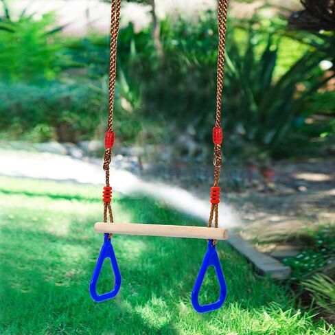 RedSwing Trapeze Swing Bar Rings, Trapeze Bar for Kids with Adjustable Rope, Locking Straps, Outdoor Swing Set Playground Accessories, Green in Kuwait