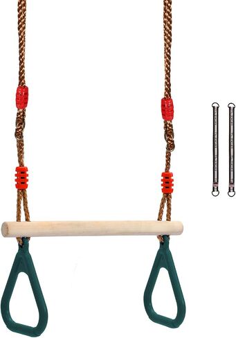 RedSwing Trapeze Swing Bar Rings, Trapeze Bar for Kids with Adjustable Rope, Locking Straps, Outdoor Swing Set Playground Accessories, Green in Kuwait