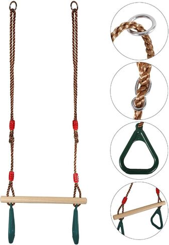 RedSwing Trapeze Swing Bar Rings, Trapeze Bar for Kids with Adjustable Rope, Locking Straps, Outdoor Swing Set Playground Accessories, Green in Kuwait