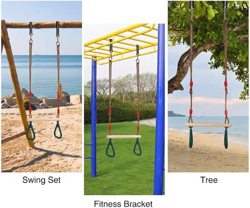 RedSwing Trapeze Swing Bar Rings, Trapeze Bar for Kids with Adjustable Rope, Locking Straps, Outdoor Swing Set Playground Accessories, Green in Kuwait