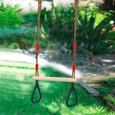RedSwing Trapeze Swing Bar Rings, Trapeze Bar for Kids with Adjustable Rope, Locking Straps, Outdoor Swing Set Playground Accessories, Green in Kuwait