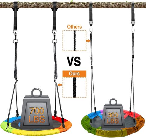 Trekassy 700lb 40 Inch Saucer Tree Swing for Kids Adults 900D Oxford Waterproof with 2pcs Tree Hanging Straps, Steel Frame and Adjustable Ropes Blue in Saudi Arabia