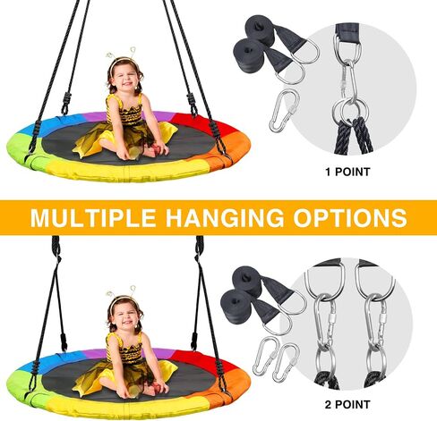 Trekassy 700lb 40 Inch Saucer Tree Swing for Kids Adults 900D Oxford Waterproof with 2pcs Tree Hanging Straps, Steel Frame and Adjustable Ropes Blue in Saudi Arabia