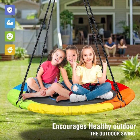 Trekassy 700lb 40 Inch Saucer Tree Swing for Kids Adults 900D Oxford Waterproof with 2pcs Tree Hanging Straps, Steel Frame and Adjustable Ropes Blue in Saudi Arabia