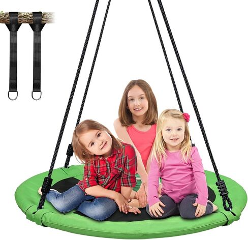 Trekassy 700lb 40 Inch Saucer Tree Swing for Kids Adults 900D Oxford Waterproof with 2pcs Tree Hanging Straps, Steel Frame and Adjustable Ropes Blue in Saudi Arabia