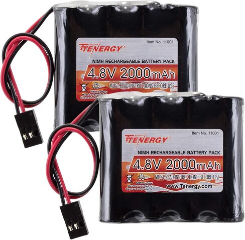 Tenergy NiMH Receiver RX Battery with Hitec Connectors 4.8V 2000mAh High Capacity Rechargeable Battery Pack for RC Receivers, RC Aircrafts and More in Kuwait