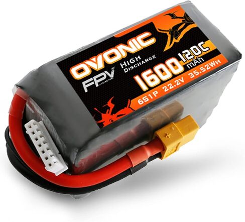 OVONIC 6s Lipo Battery 120C 1200mAh 22.2V Lipo Battery with XT60 Connector for RC FPV Racing Drone Quadcopter in Saudi Arabia