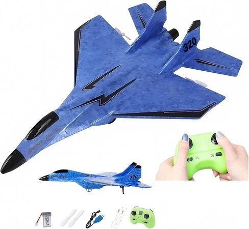 Remote Control Wireless Airplane Toy - 2023 New 2.4Ghz Su-35 RC Plane with Lights, Foam Fighter Jet for Adults Outdoor, Air Planes Toy, Drop-Resistant Glider (Blue)… in Kuwait