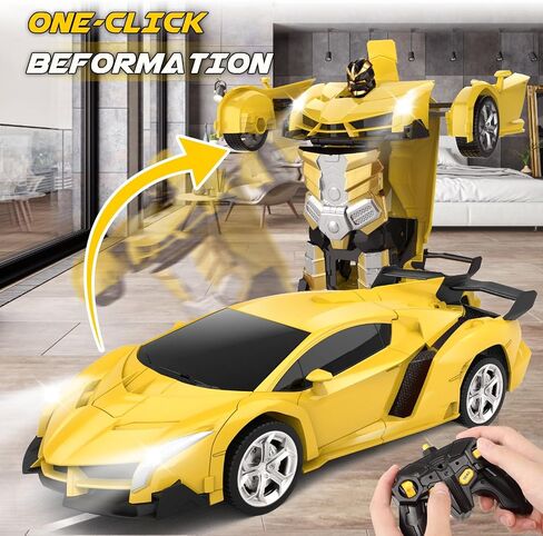 Britik Transform Remote Control Car - RC Cars, One-Button Transforming, 360° Rotation Drifting, 2.4Ghz 1:18 Scale, Gift Kids Aged 4-6 Year Old Boys/Girls in Kuwait