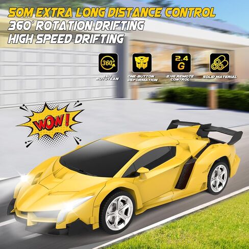 Britik Transform Remote Control Car - RC Cars, One-Button Transforming, 360° Rotation Drifting, 2.4Ghz 1:18 Scale, Gift Kids Aged 4-6 Year Old Boys/Girls in Kuwait