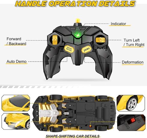 Britik Transform Remote Control Car - RC Cars, One-Button Transforming, 360° Rotation Drifting, 2.4Ghz 1:18 Scale, Gift Kids Aged 4-6 Year Old Boys/Girls in Kuwait