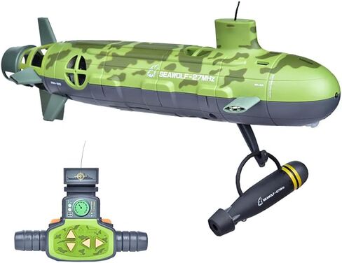 Lllunimon RC قارب التحكم عن بعد Seawolf الغواصة محاكاة نموذج الغوص سباق السفينة هدية للبالغين والأطفال، أخضر 27 ميجا هرتز in Saudi Arabia