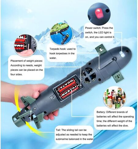 Lllunimon RC قارب التحكم عن بعد Seawolf الغواصة نموذج محاكاة عالية سباق السفينة هدايا للبالغين والأطفال، أخضر 27 ميجا هرتز in Saudi Arabia
