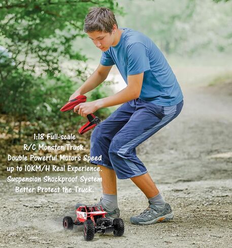 Click N’ Play Remote Control Car 4WD Off Road Rock Crawler Vehicle 2.4 GHz, Red in Kuwait