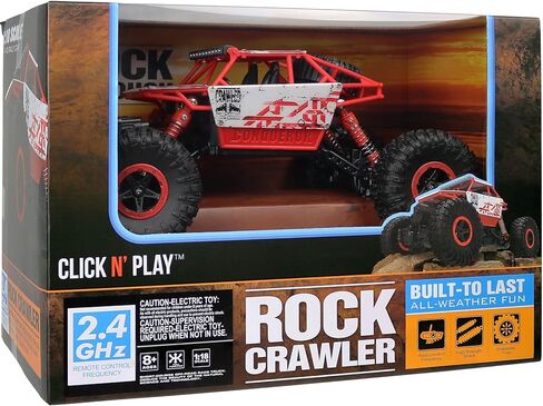 Click N’ Play Remote Control Car 4WD Off Road Rock Crawler Vehicle 2.4 GHz, Red in Kuwait