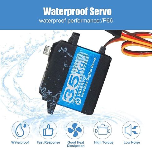 45KG High Torque Servo 8.4V Coreless RC Steering Servo Motors Stainless Steel Gear Low Profile Waterproof for 1/8 1/10 1/12 Scale Cars DIY Robotic - 270 Degree in Kuwait