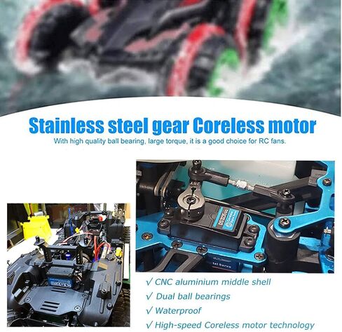 45KG High Torque Servo 8.4V Coreless RC Steering Servo Motors Stainless Steel Gear Low Profile Waterproof for 1/8 1/10 1/12 Scale Cars DIY Robotic - 270 Degree in Kuwait