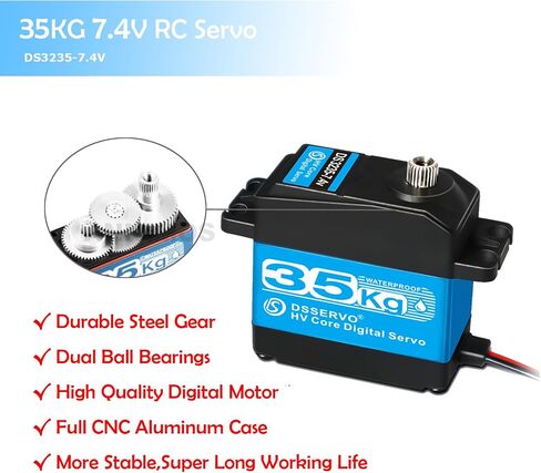 Pack of 2 RC Servo 35KG Steering Servo 7.4V Digital Motor Stainless Steel Gear High Torque Waterproof for DIY Robotic RC Cars in Kuwait