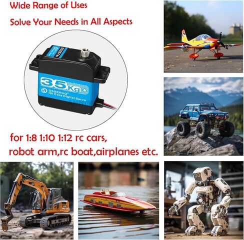 Pack of 2 RC Servo 35KG Steering Servo 7.4V Digital Motor Stainless Steel Gear High Torque Waterproof for DIY Robotic RC Cars in Kuwait