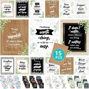 Decorably 15 Chalkboard Motivational Posters for Classroom, 11x14in Matte-Laminated Inspirational Classroom Positive Posters Decor in Saudi Arabia
