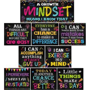 10 Pieces Classroom Motivational Posters Growth Mindset Banner Inspirational Bulletin Board Positive Wall Classroom Decoration for School Wall Art Decoration, Elementary Middle and High School Student