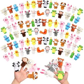 Meooeck 152 Pcs Animal Finger Puppets 19 Different Small Soft Velvet Dolls Props Toys Tiny Plush Animal Puppets Set Mini Stuffed Animals Finger Toys for Story Time, Easter Party Gift, Teaching in Saudi Arabia