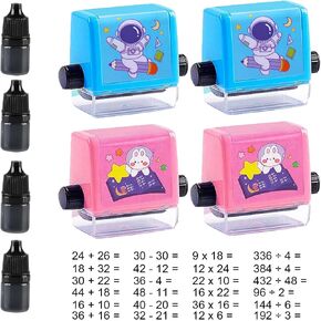Math Roller Stamps for Kids, 4PCS Roller Digital Teaching Stamp, Math Stamp for Addition Subtraction Multiplication Division,Smart Math Practice Within 100 for Preschool Kindergarten Teaching Supplies in Saudi Arabia