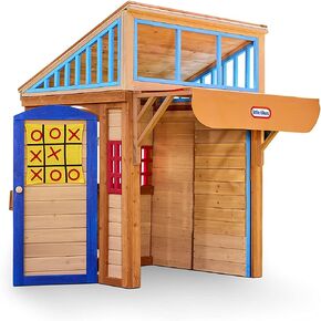 Little Tikes Real Wood Adventures 5-in-1 Game House, Outdoor Wood Game Playhouse for All Kids, Boys and Girls Ages 3+