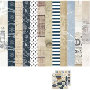 Huralona Vintage Scrapbooking Paper Pad 10"x10" 26 sheets Decorative Origami Scrapbook Paper Pack Journaling Paper Supplies Patterned Cardstock for Craft Gift Wrapping Photo Album (PS006)