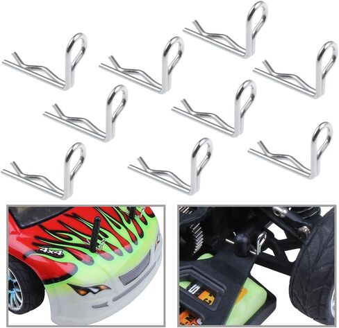 HobbyPark RC 1/16 1/18 Body Clips 90-Degree Angle Springy Pins for Traxxas Redcat Racing WLtoys A959 Car Truck Buggy Drift Touring (20-Pack) (Sliver) in Saudi Arabia