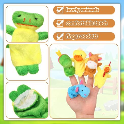 Meooeck 152 Pcs Animal Finger Puppets 19 Different Small Soft Velvet Dolls Props Toys Tiny Plush Animal Puppets Set Mini Stuffed Animals Finger Toys for Story Time, Easter Party Gift, Teaching in Saudi Arabia