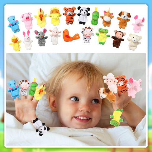 Meooeck 152 Pcs Animal Finger Puppets 19 Different Small Soft Velvet Dolls Props Toys Tiny Plush Animal Puppets Set Mini Stuffed Animals Finger Toys for Story Time, Easter Party Gift, Teaching in Saudi Arabia