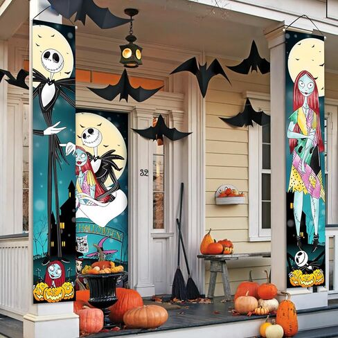 3 قطع كابوس قبل الهالوين لافتة باب الشرفة لجاك الهالوين صورة معلقة خلفية في الهواء الطلق ملصق الهالوين لافتة معلقة لجدار المنزل الداخلي والخارجي ديكور الحفلات in Kuwait