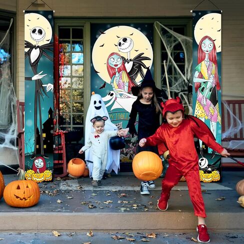 3 قطع كابوس قبل الهالوين لافتة باب الشرفة لجاك الهالوين صورة معلقة خلفية في الهواء الطلق ملصق الهالوين لافتة معلقة لجدار المنزل الداخلي والخارجي ديكور الحفلات in Kuwait