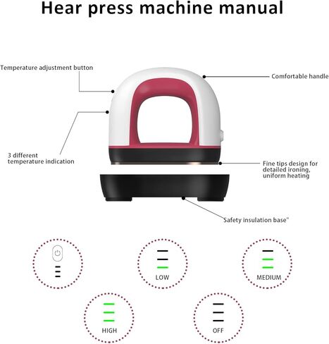مكبس حراري صغير، ماكينة ضغط حراري صغيرة GOKKCL مقاس 5.15 بوصة × 2.8 بوصة للقمصان، ماكينة نقل الحرارة المحمولة بالضغط الحراري للأحذية ومشروعات الفينيل HTV (أحمر التوت) in Saudi Arabia