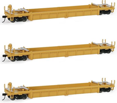 Evemodel C8749 HO Scale 40ft Well Car 1:87 مقعر أسفل 40 بوصة عربة سيارة مسطحة (3 قطع - أصفر) in Kuwait