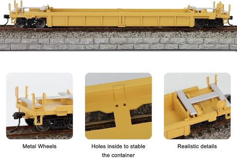 Evemodel C8749 HO Scale 40ft Well Car 1:87 مقعر أسفل 40 بوصة عربة سيارة مسطحة (3 قطع - أصفر) in Kuwait