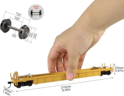 Evemodel C8749 HO Scale 40ft Well Car 1:87 مقعر أسفل 40 بوصة عربة سيارة مسطحة (3 قطع - أصفر) in Kuwait
