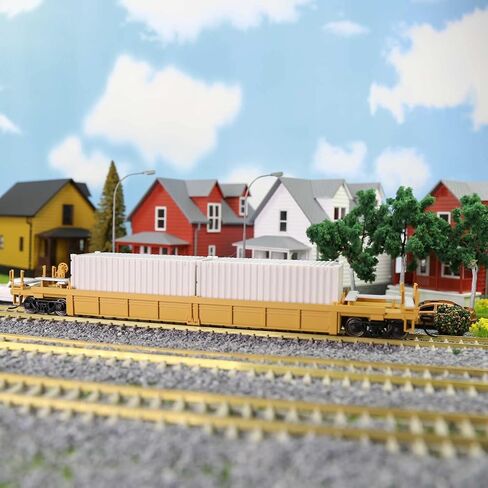 Evemodel C8749 HO Scale 40ft Well Car 1:87 مقعر أسفل 40 بوصة عربة سيارة مسطحة (3 قطع - أصفر) in Kuwait