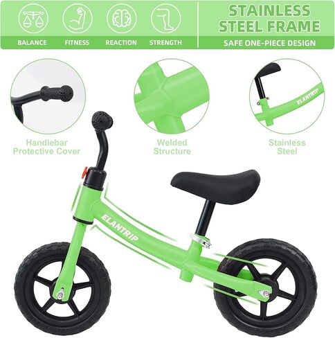 دراجة توازن Elantrip، دراجة أطفال خفيفة الوزن للأطفال بعمر 2 3 4 5 سنوات، ألعاب هدايا عيد ميلاد للأولاد والبنات من عمر 2-5 سنوات، بدون دراجات بدواسات للأطفال مع مقود ومقعد قابلين للتعديل in Kuwait