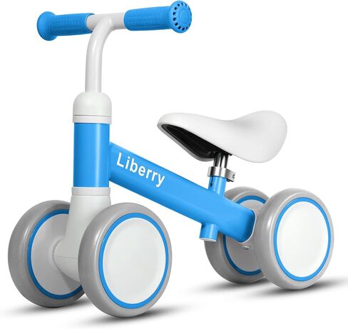 Liberry Baby Balance Bike for 1 Year Old Boys, 4 Wheels Toddler Balance Bike with Adjustable Seat, 12-24 Months Infant's First Birthday Gift (Black) in Saudi Arabia