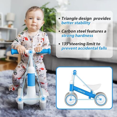 Liberry Baby Balance Bike for 1 Year Old Boys, 4 Wheels Toddler Balance Bike with Adjustable Seat, 12-24 Months Infant's First Birthday Gift (Black) in Saudi Arabia