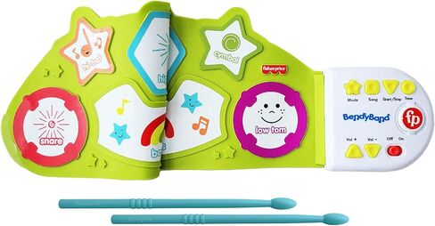 مجموعة طبول بيندي باند القابلة للطي من فيشر برايس، براميل كهربائية للأطفال، بساط الطبل، أعواد الطبل، 6 أصوات لآلات الإيقاع، وضع موسيقى اتبعني، ألعاب موسيقية للأطفال الصغار، للأعمار من 3 سنوات فما فوق in Kuwait