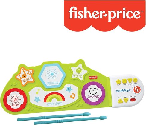 مجموعة طبول بيندي باند القابلة للطي من فيشر برايس، براميل كهربائية للأطفال، بساط الطبل، أعواد الطبل، 6 أصوات لآلات الإيقاع، وضع موسيقى اتبعني، ألعاب موسيقية للأطفال الصغار، للأعمار من 3 سنوات فما فوق in Kuwait