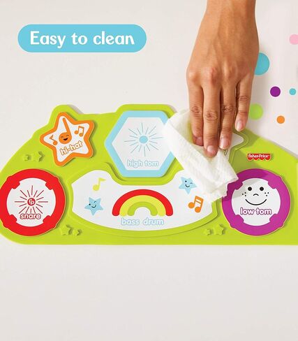 مجموعة طبول بيندي باند القابلة للطي من فيشر برايس، براميل كهربائية للأطفال، بساط الطبل، أعواد الطبل، 6 أصوات لآلات الإيقاع، وضع موسيقى اتبعني، ألعاب موسيقية للأطفال الصغار، للأعمار من 3 سنوات فما فوق in Kuwait