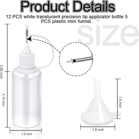 زجاجات توزيع المكياج بأطراف دقيقة من YGDZ، 12 قطعة بوزن 1 أونصة، زجاجات غراء ذات أطراف دقيقة مع 5 مسارات صغيرة in Kuwait