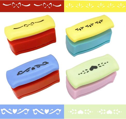 MIAO JIN 4PCS Craft Punch Hemming Punch Edge Paper Punch Hand Scrapbooking Fancy Border Punch Fancy Hole Punch DIY Art scrapbooks, Gift Cards, Wedding Cards, Decorations (Shell Color is Random.) in Saudi Arabia